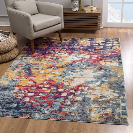 Homeroots 4 x 6 ft. Multi Colored Abstract Painting Area Rug 393123